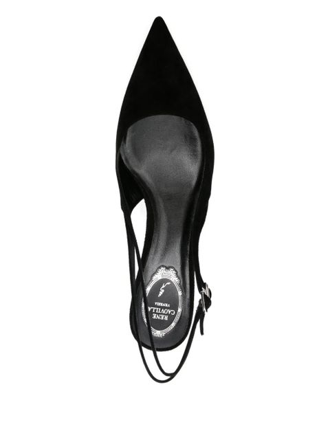 René Caovilla 60mm slingback pointed-toe heeled pumps - Black
