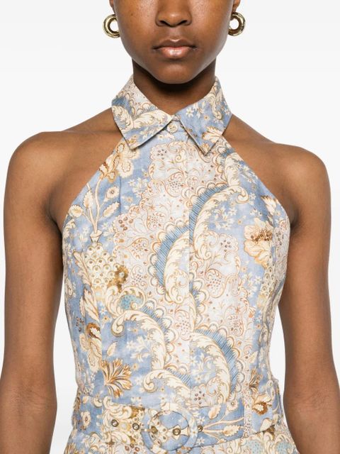 ZIMMERMANN Daylight belted floral playsuit - Blue