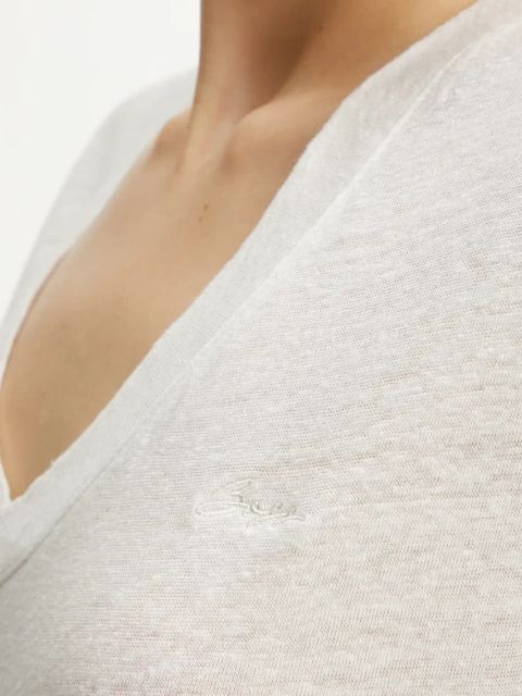 BOSS Orange t-shirt lniany damski kolor beżowy 50538645