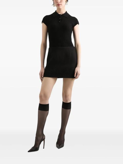 Dolce & Gabbana ribbed polo top - Black - zdjęcie produktu nr 2