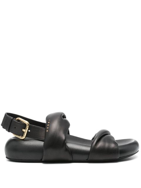 Marni logo-print leather sandals - Black