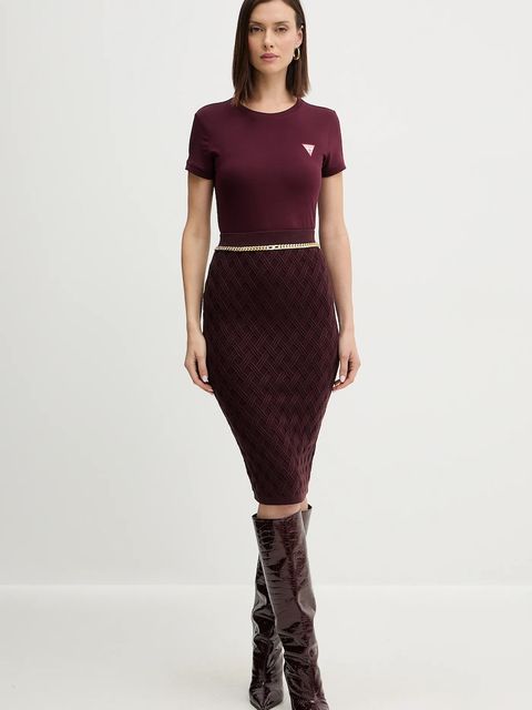 Guess t-shirt damski kolor bordowy W2YI44 J1314 - zdjęcie produktu nr 2