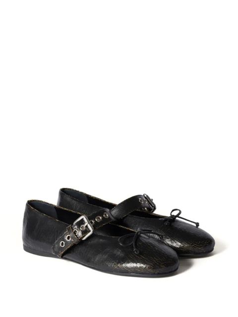 Miu Miu Crackle leather ballerinas - Brown