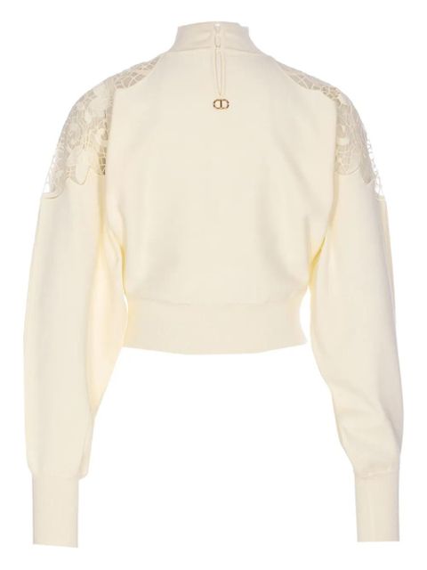 TWINSET lace-insert high-neck sweater - Neutrals - zdjęcie produktu nr 2