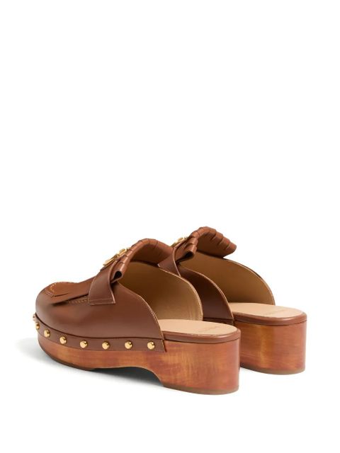Valentino Garavani 45mm VLogo Signature fringed clogs - Brown