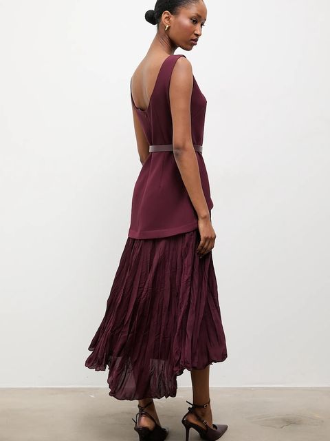 Answear.LAB sukienka kolor bordowy maxi rozkloszowana