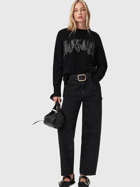 AllSaints sweter z dodatkiem wełny damski kolor czarny W071KD - zdjęcie produktu nr 2