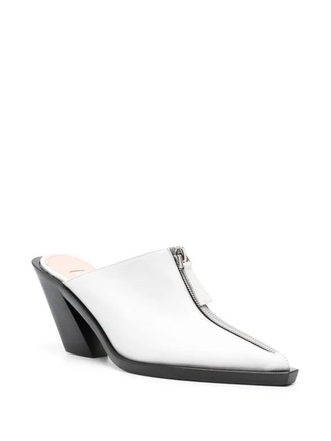 Elleme 85mm Eclair-zip leather mules - White - zdjęcie produktu nr 2