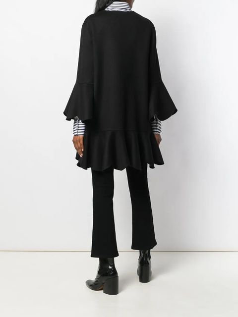 Valentino Garavani flared scalloped coat - Black
