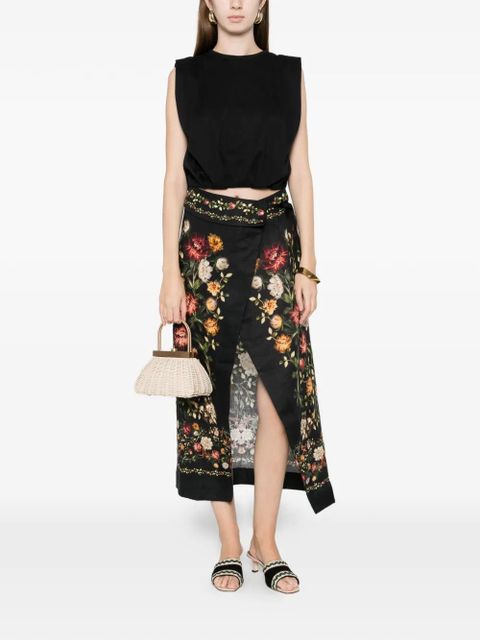 Agua By Agua Bendita Pareo Midi floral skirt - Black - zdjęcie produktu nr 2