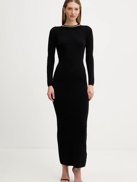 Marciano by Guess sukienka z dodatkiem wełny ABEL kolor czarny maxi dopasowana 5BGK03 5782Z - zdjęcie produktu nr 1