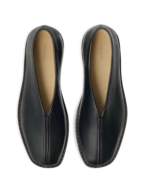 LEMAIRE square-toe leather loafers - Black