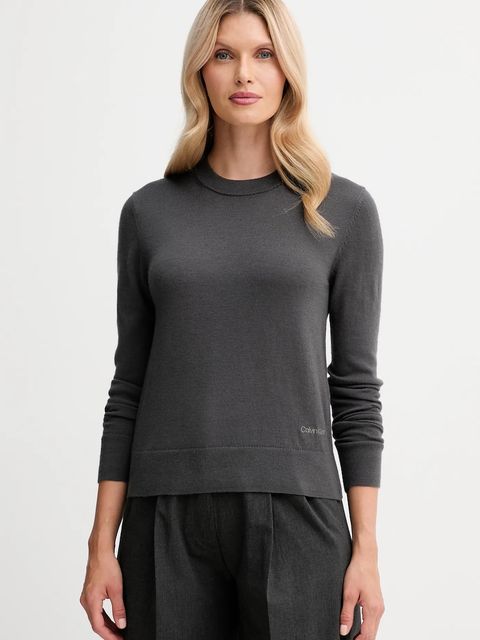 Calvin Klein sweter z dodatkiem wełny damski kolor szary lekki LV044D370G - zdjęcie produktu nr 1