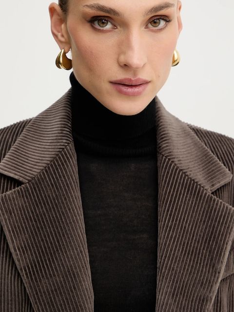 Weekend Max Mara marynarka sztruksowa FORMIA kolor brązowy jednorzędowa gładka 2525046052600