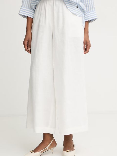 Weekend Max Mara spodnie wide leg damskie lniane FELINO - zdjęcie produktu nr 1