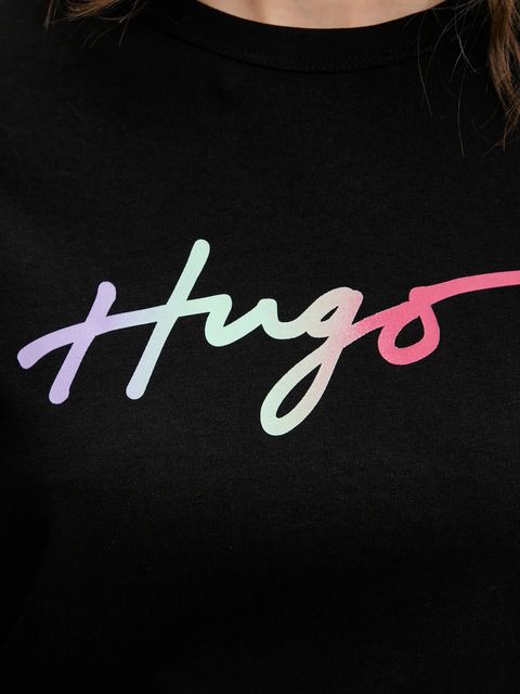 HUGO t-shirt bawełniany damski kolor czarny 50533059