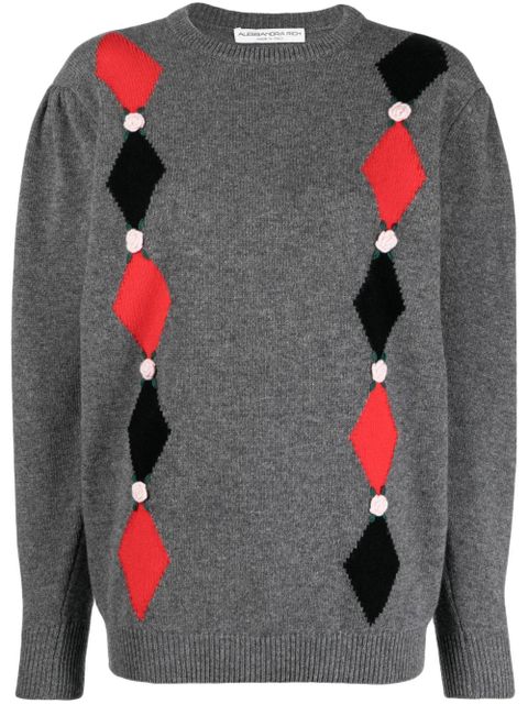 Alessandra Rich intarsia-patterned wool jumper - Grey - zdjęcie produktu nr 1