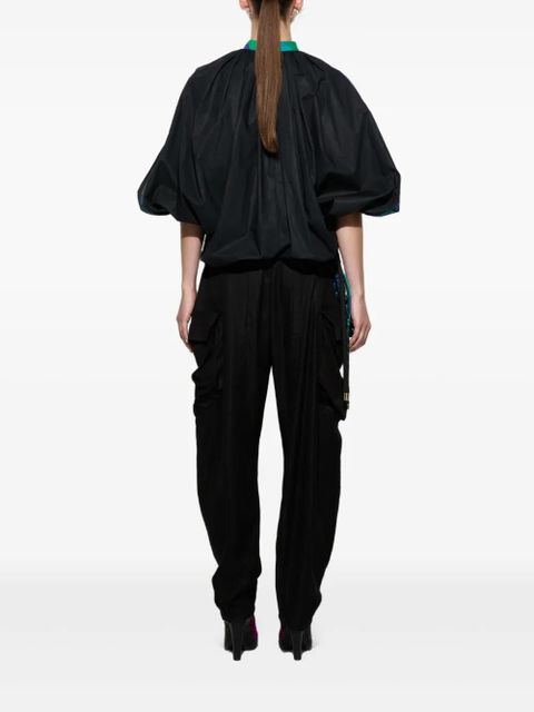 PUCCI mandarin-neck embroidered blouse - Black