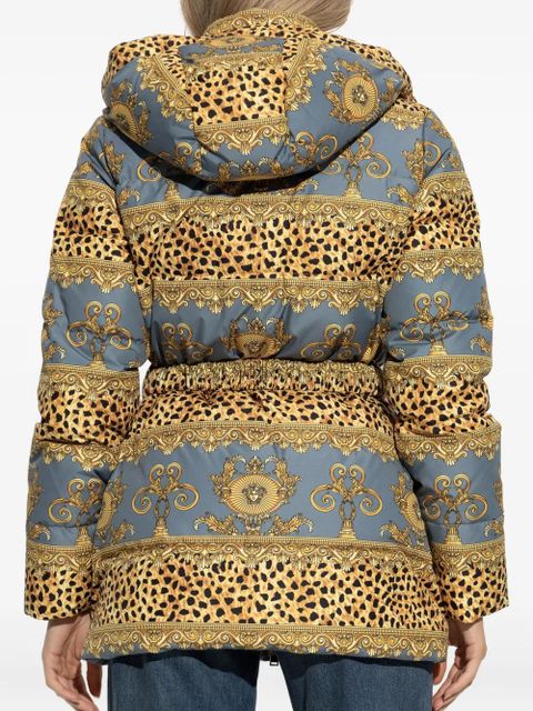 Versace Duvet Stripes-print puffer jacket - Gold