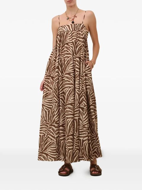 ZIMMERMANN Wanderlust zebra-print midi dress - Brown