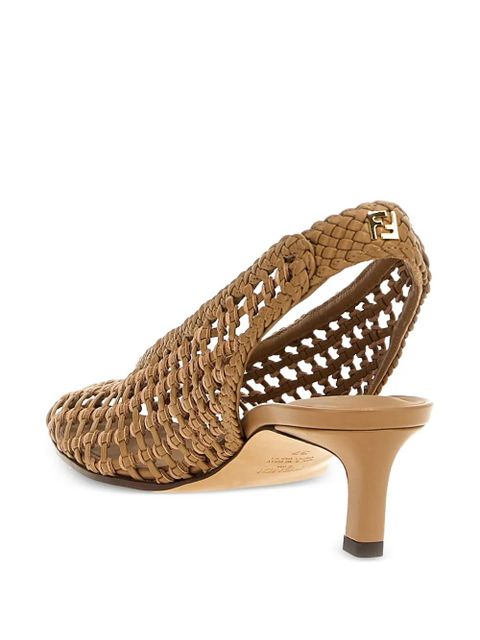 FENDI 46mm woven slingback pumps - Brown