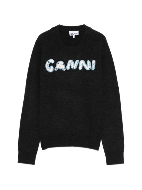 GANNI crochet-appliqué sweater - Black - zdjęcie produktu nr 1