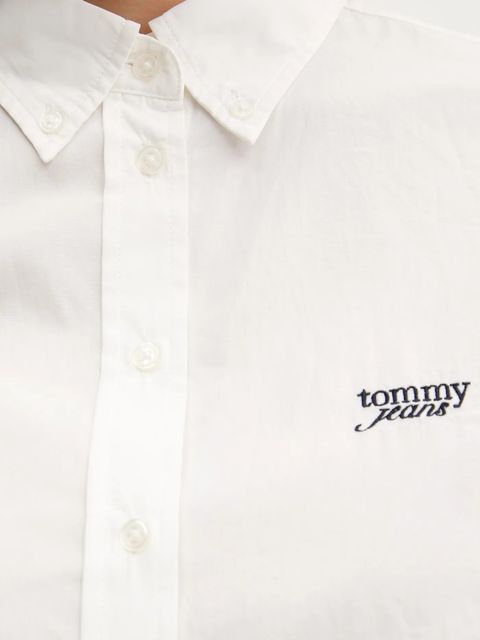 Tommy Jeans koszula bawełniana damska kolor biały slim z kołnierzykiem klasycznym DW0DW21400