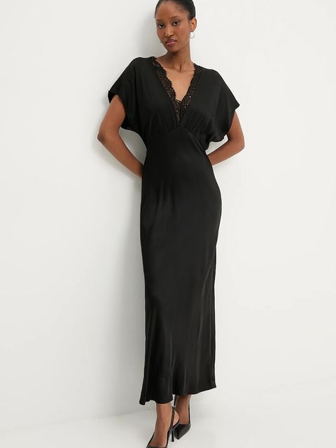 Answear.LAB sukienka kolor czarny maxi rozkloszowana