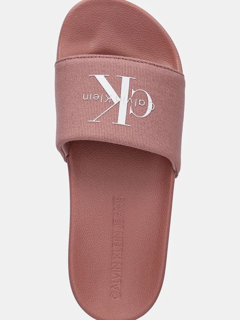 Calvin Klein Jeans klapki SLIDE MONOGRAM WN LOGO CK damskie kolor różowy YW0YW01967