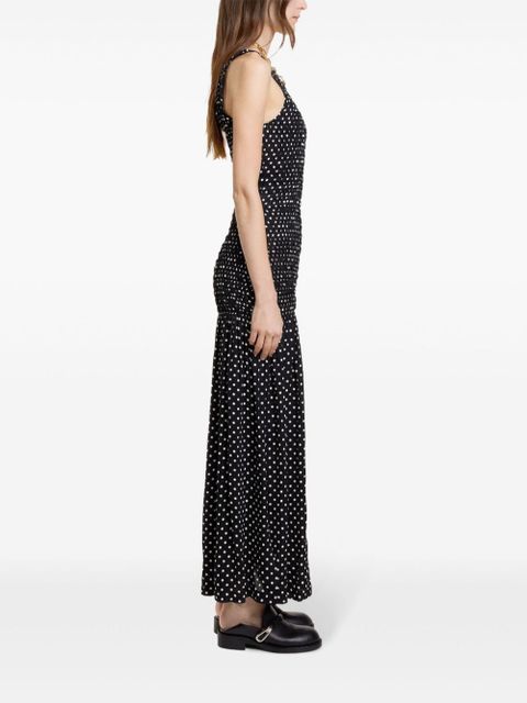 Rabanne polka-dot crepe long dress - Black