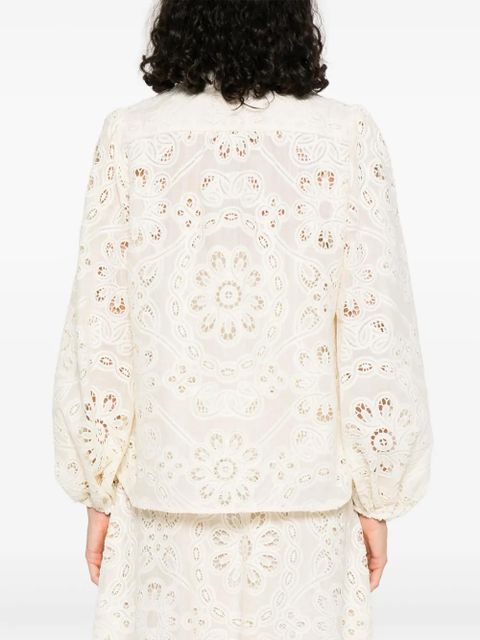 ZIMMERMANN floral-embroidered shirt - Neutrals
