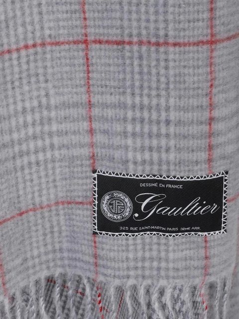 Jean Paul Gaultier fringed check scarf - Grey