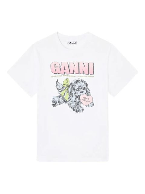 GANNI Puppy logo-graphic T-shirt - White - zdjęcie produktu nr 1