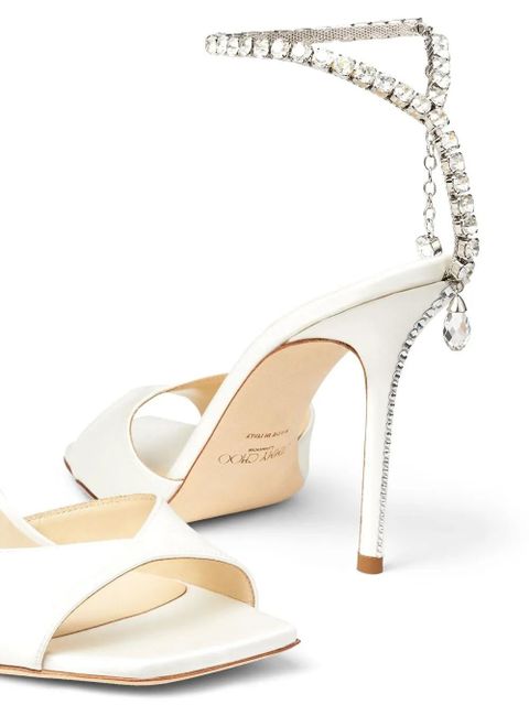 Jimmy Choo Saeda 100mm crystal-strap sandals - White