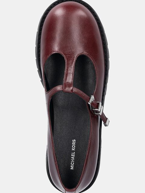 MICHAEL Michael Kors półbuty skórzane Darrington damskie kolor bordowy na płaskim obcasie 40F5DTFP4L.610