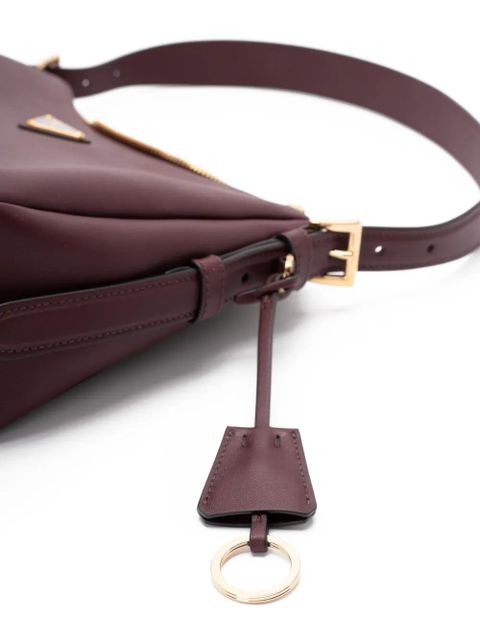 Prada enamel triangle logo tote bag - Red