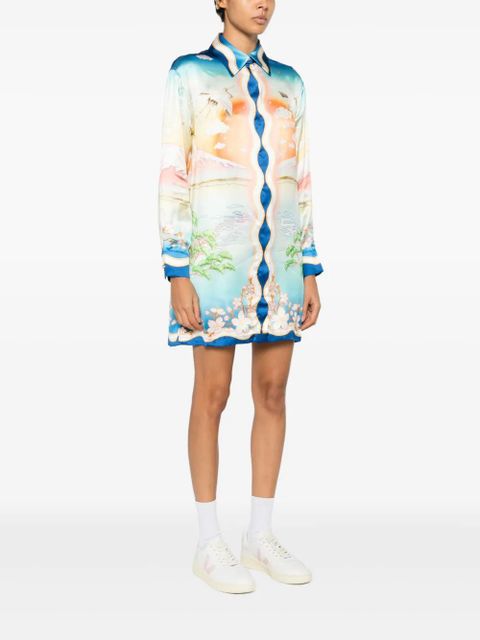 Casablanca crane-print midi dress - Blue - zdjęcie produktu nr 2