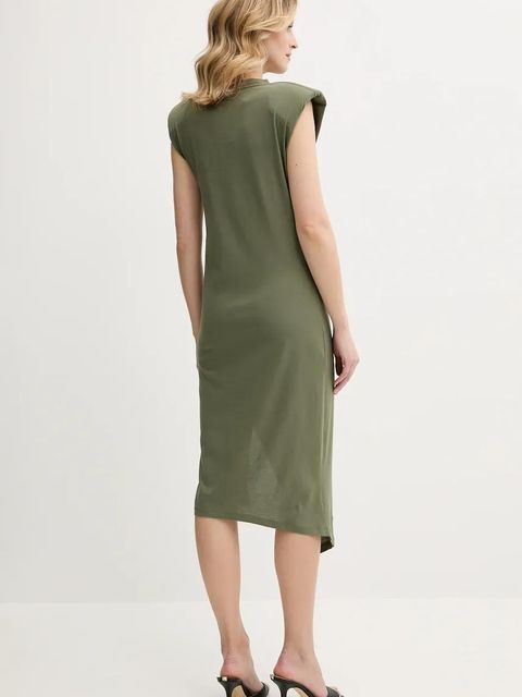 Pinko sukienka bawełniana kolor zielony midi dopasowana 104614 A2HE
