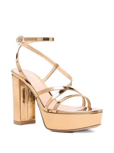 Gianvito Rossi 100mm metallic leather sandals - Gold