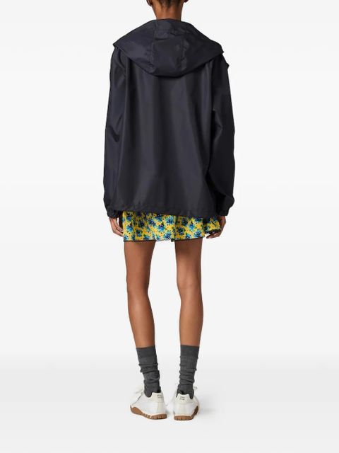 Miu Miu drawstring-hood zip-up jacket - Black