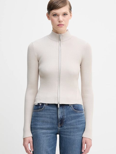 Calvin Klein Jeans kardigan damski kolor beżowy LV044D369G - zdjęcie produktu nr 1