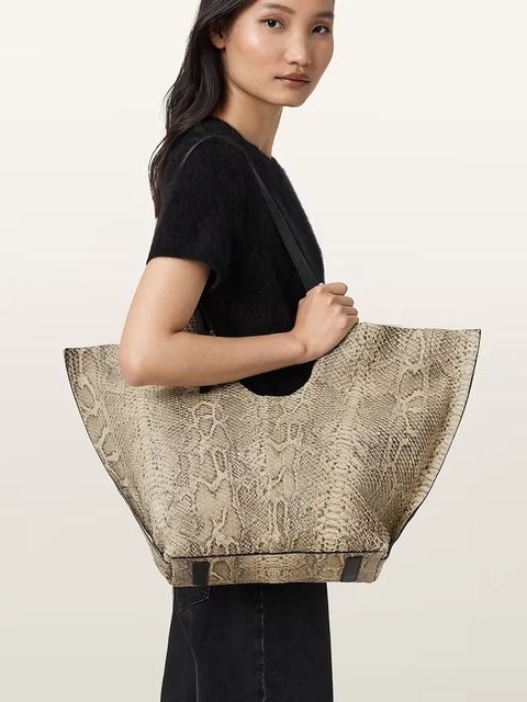 AllSaints torebka skórzana kolor beżowy W652XD