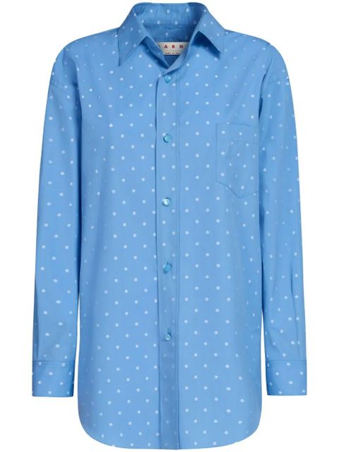 Marni polka dot-print poplin shirt - Blue - zdjęcie produktu nr 1