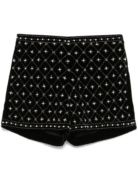 TWINSET embellished velvet shorts - Black - zdjęcie produktu nr 1