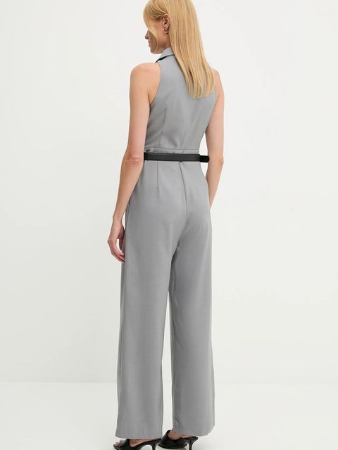 Answear.LAB kombinezon kolor szary z dekoltem w szpic