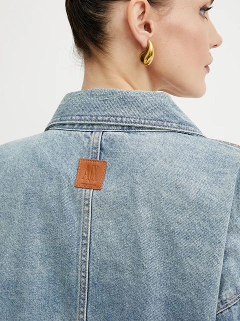 Armani Exchange kurtka jeansowa kolor niebieski przejściowa oversize XW000902 AF10869