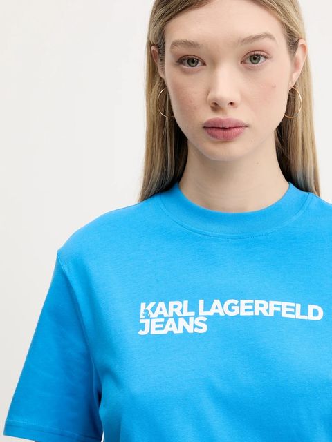Karl Lagerfeld Jeans t-shirt bawełniany damski kolor niebieski A1W17005