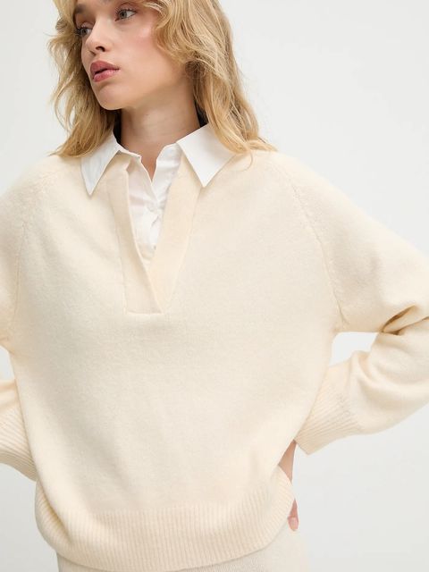 Answear.LAB komplet z wełną damski kolor beżowy