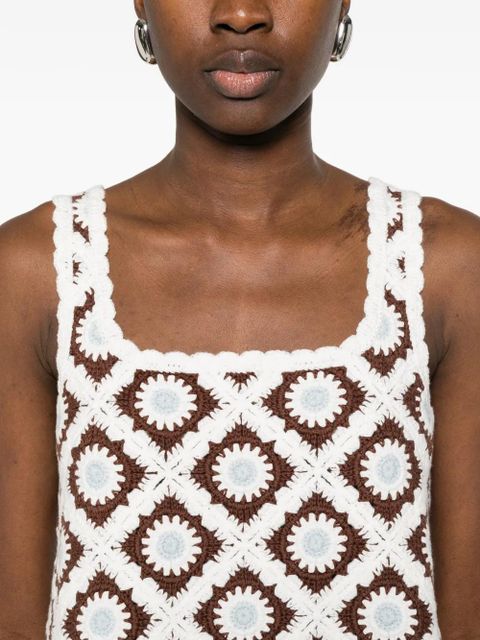 Maje floral-embroidered crochet top - White