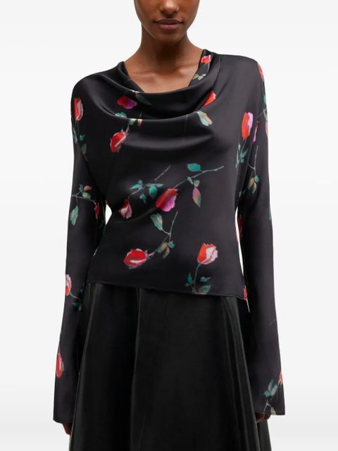 GANNI floral cowl-neck top - Black - zdjęcie produktu nr 2